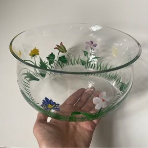 VINTAGE Royal Danube Hand-painted Crystal Wildflower Bowl